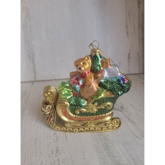 Fitz Floyd teddy bear slave long glass ornament Xmas - Picture 2 of 7